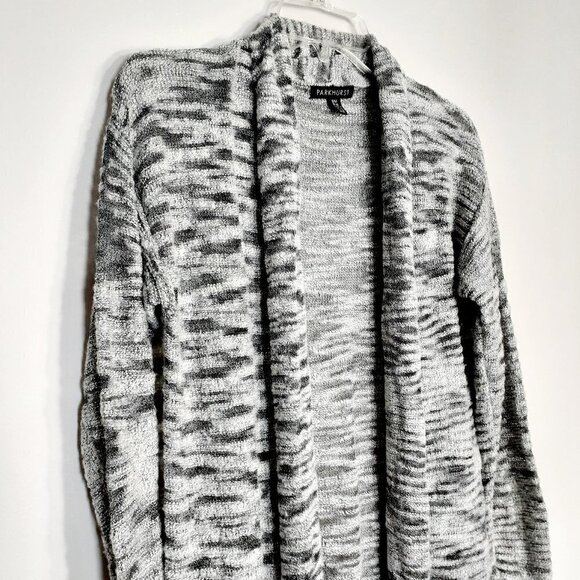 Women's PARKHURST Gray Variegated Cardigan Sweater; Loose Weave; Size S/M - Picture 2 of 6